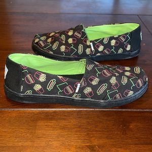 Toms Youth Black Fast Food Classic Slip on Shoes